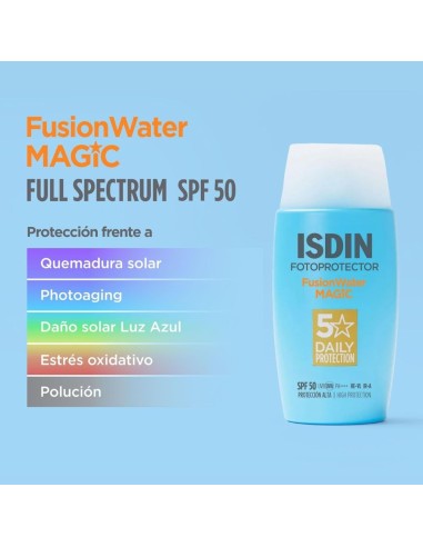 Protector Solar Facial ISDIN Fusion Water MAGIC SPF50 50ml – Ultraligero