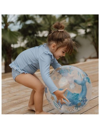 Pelota de playa 3D ballena azul Little Dutch +24m balón transparente 35 cm