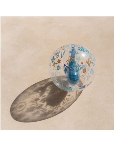 Pelota de playa 3D ballena azul Little Dutch +24m balón transparente 35 cm