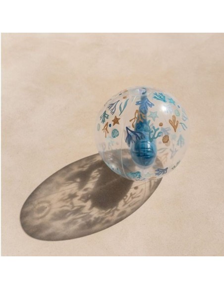Pelota de playa 3D ballena azul Little Dutch +24m balón transparente 35 cm