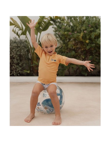 Pelota de playa 3D ballena azul Little Dutch +24m balón transparente 35 cm