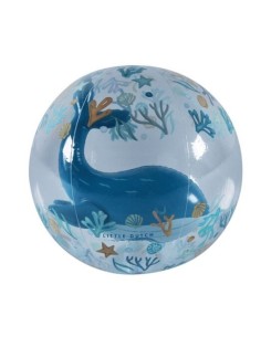 Pelota de playa 3D ballena azul Little Dutch +24m balón transparente 35 cm