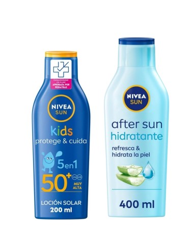 Pack Nivea Sun SPF50+ 200ml + After Sun hidratante 400ml protección y cuidado solar