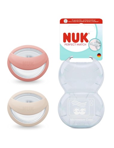 Chupete NUK Perfect Match 0-6 meses 2 uds rosa y beige silicona bebé