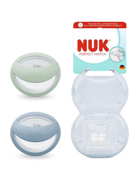 Chupete NUK Perfect Match 0-6 meses 2 uds azul y verde silicona bebé