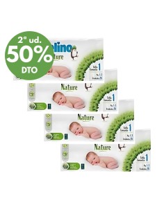 Oferta Pack 4 pañales Chelino Nature Talla 1 - 112 Unidades - Nappy.es