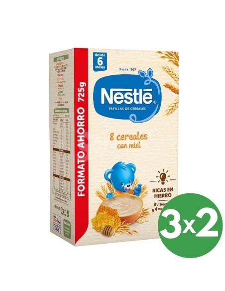 Papilla de 8 cereales con miel 725gr 6M+ | Nestlé - Nappy.es