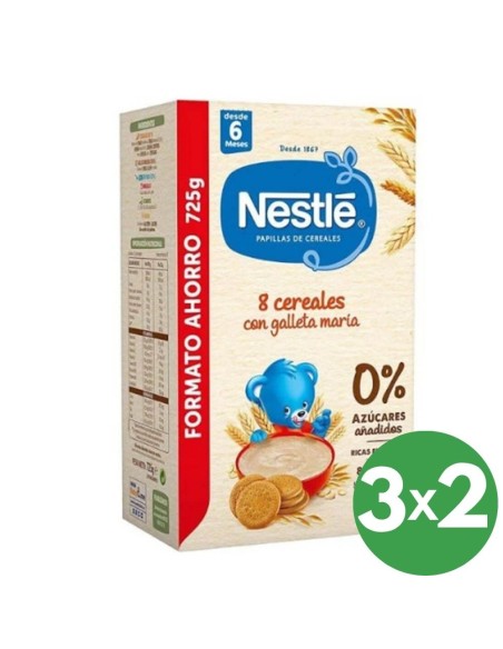 Papilla de 8 cereales con galleta maría 725gr 6M+ | Nestlé - Nappy.es