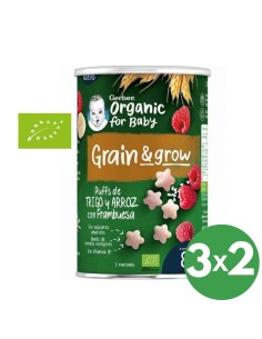Puff snack orgánico de cereales y frambuesa 35gr | Gerber - Nappy.es