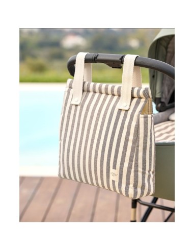 Bolso panera rayas gris 30x34cm koku baby - nappy.es