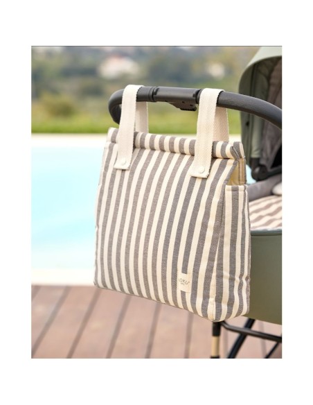 Bolso panera rayas gris 30x34cm koku baby - nappy.es