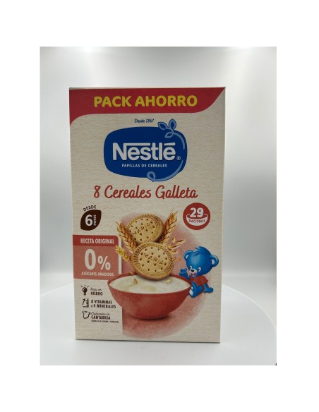 Papilla de 8 cereales con galleta maría 725gr 6M+ | Nestlé - Nappy.es