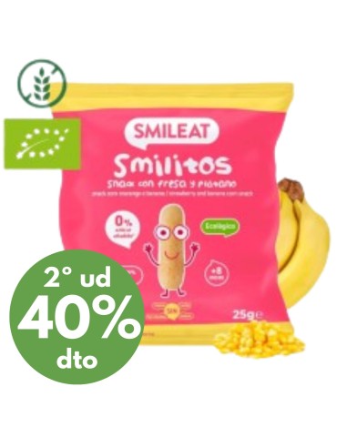 Smilitos sabor fresa y plátano eco |Smileat - Nappy.es