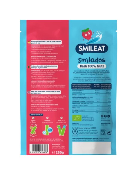 Smilado fresa y manzana 250g. (5 uds) +6M. | Smileat - Nappy.es