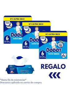 Pack Dodot 3 cajas Talla 6 Bebé‑Seco 288 uds – Protección 12 h