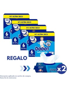 Pack Dodot 4 cajas Talla 6 Bebé‑Seco 384uds – Máxima absorción 12 h