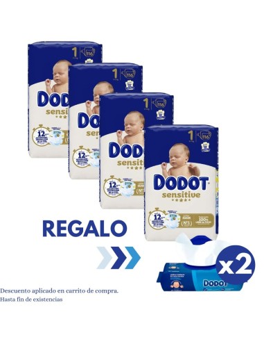 Pack 4 paquetes talla 1 sensitive con 464 uds|Dodot - Nappy.es