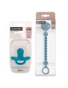 Pack chupete silicona Suavinex 6-18M + broche portachupete azul Selection