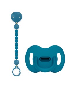 Pack chupete silicona Suavinex 6-18M + broche portachupete azul Selection 2