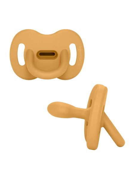 Pack chupete silicona Suavinex 6-18M + broche portachupete naranja Selection