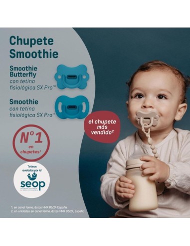 Pack chupete silicona Suavinex 6-18M + broche portachupete coral Selection
