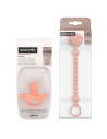 Pack chupete silicona Suavinex 6-18M + broche portachupete coral Selection