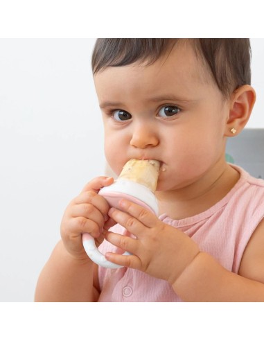 Alimentador antiahogo rosa en silicona bebé +6 meses kiokids