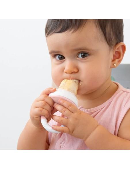 Alimentador antiahogo rosa en silicona bebé +6 meses kiokids
