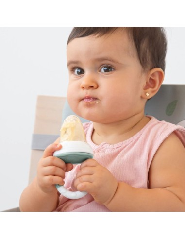 Alimentador antiahogo turquesa en silicona bebé +6 meses kiokids