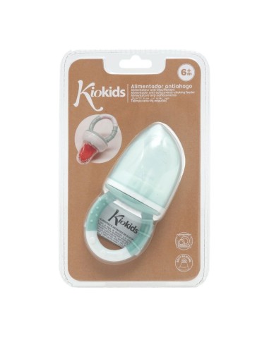 Alimentador antiahogo turquesa en silicona bebé +6 meses kiokids