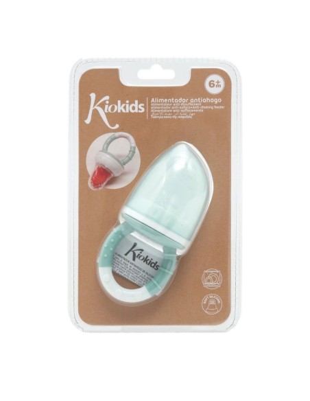 Alimentador antiahogo turquesa en silicona bebé +6 meses kiokids