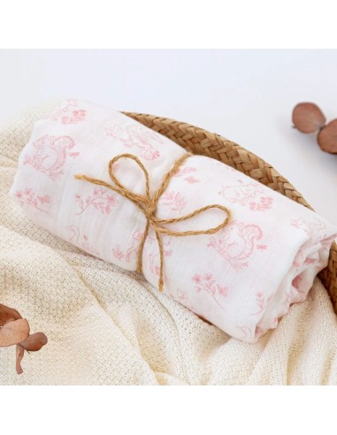 Muselina Bambú Kiokids rosa120x120 cm – Arrullo Bebé Suave