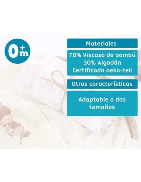 Muselina Bambú Kiokids rosa120x120 cm – Arrullo Bebé Suave