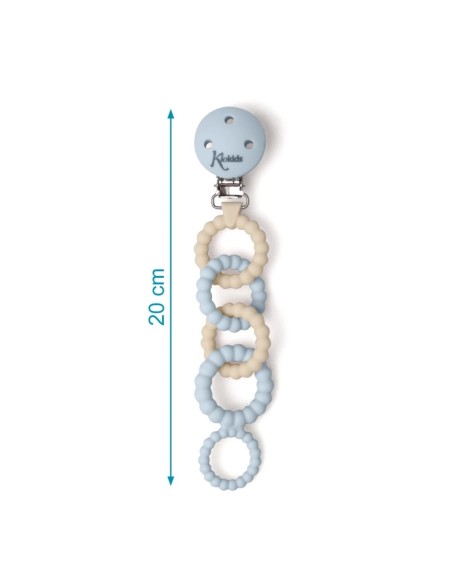 Sujetachupetes silicona Kiokids con anillas +0M broche portachupete bebé