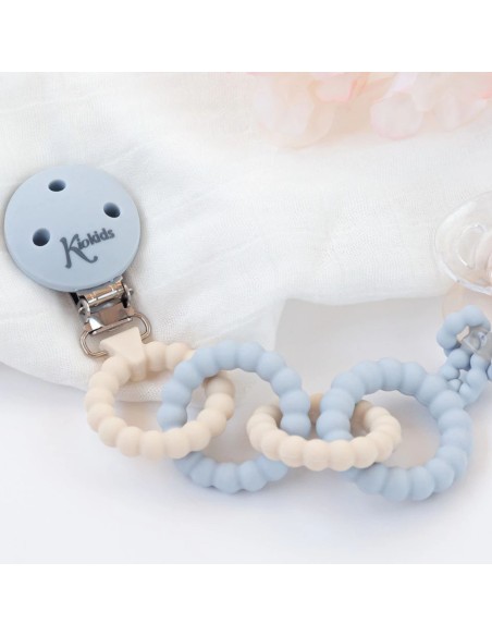 Sujetachupetes silicona Kiokids con anillas +0M broche portachupete bebé