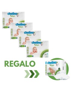 Oferta Pack 4 Pañales Chelino Nature Talla 4 - 136 Unidades - Nappy.es