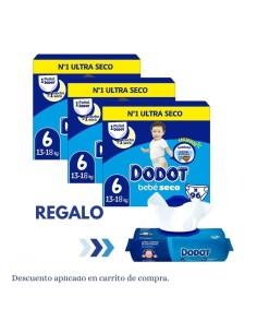 Pack Dodot 3 cajas Talla 6 Bebé‑Seco 288 uds – Protección 12 h