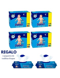 Pack 4 paquetes Dodot talla 4 bebe seco | Dodot - Nappy.es
