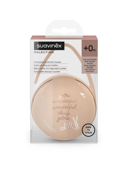 Portachupete Suavinex Wonderland conejitos beige para bebé