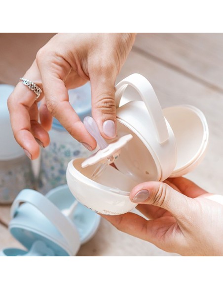 Portachupete Suavinex Wonderland conejitos beige para bebé