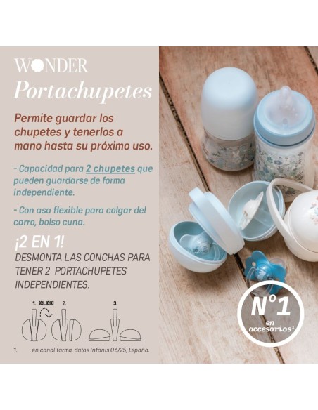 Portachupete Suavinex Wonderland conejitos beige para bebé