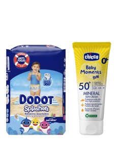 Pack Pañales de Agua Dodot Splashers +  Protector solar crema mineral SPF50 Chicco