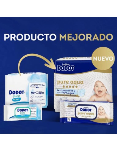 Toallitas Dodot Aqua Pure 864 uds (Caja 18x48) – 99% agua para piel sensible
