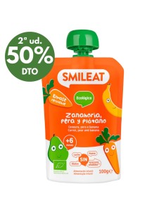 Pouch de pera, plátano y zanahoria 100gr | Smileat - Nappy.es
