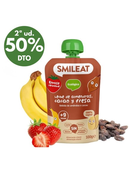 Pouche de leche de almendra, cacao y fresa | Smileat - Nappy.es