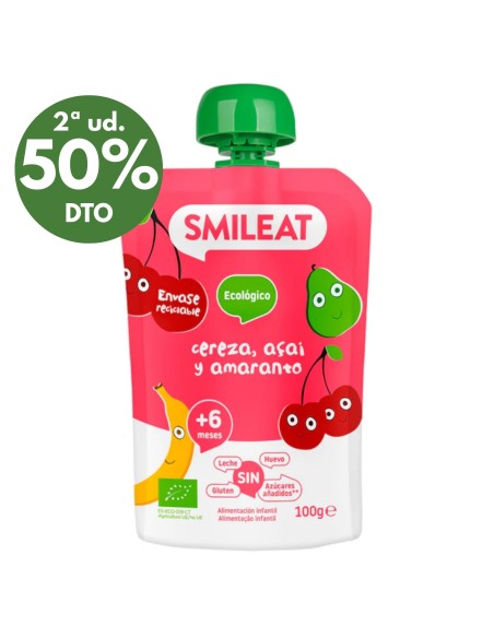 Pouche de cereza, açaí y amaranto | Smileat - Nappy.es