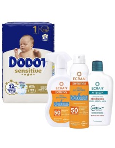 Pack Verano Dodot Sensitive + Protección Solar Ecran Denenes SPF50 + Aftersun