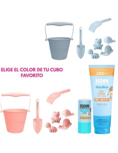 Pack Solar Infantil ISDIN SPF50 + Cubo de Playa Scrunch Rosa o Azul