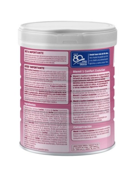 Leche de inicio Confort Evolution 800gr | Blemil - Nappy.es