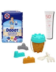 Pack Verano Dodot Splashers + Cubo de Playa Kiokids + Solar Bebé SPF50+ Alphanova